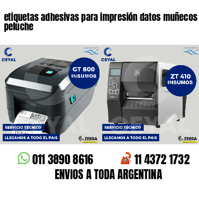 etiquetas adhesivas para impresión datos muñecos peluche