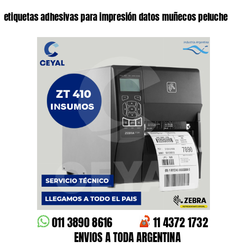 etiquetas adhesivas para impresión datos muñecos peluche