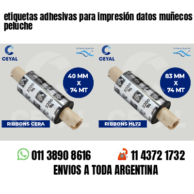etiquetas adhesivas para impresión datos muñecos peluche