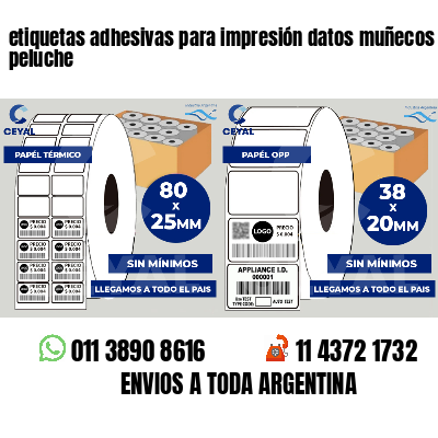 etiquetas adhesivas para impresión datos muñecos peluche
