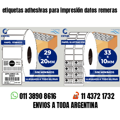 etiquetas adhesivas para impresión datos remeras