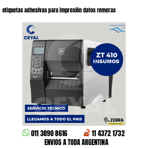 etiquetas adhesivas para impresión datos remeras