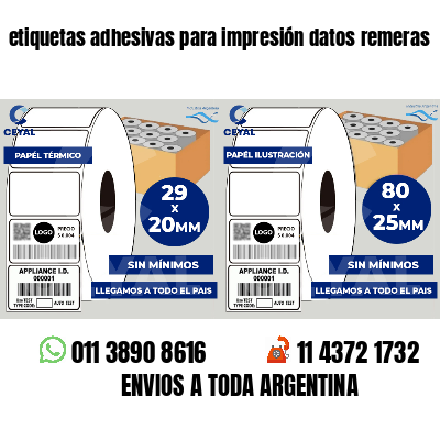 etiquetas adhesivas para impresión datos remeras