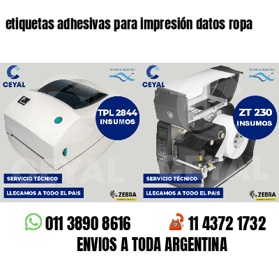 etiquetas adhesivas para impresión datos ropa