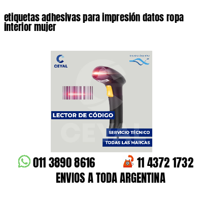 etiquetas adhesivas para impresión datos ropa interior mujer