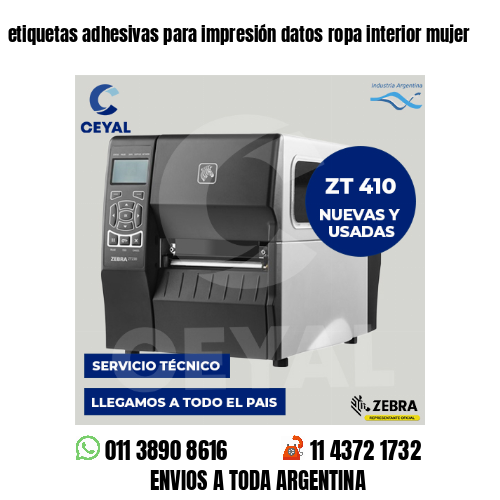 etiquetas adhesivas para impresión datos ropa interior mujer
