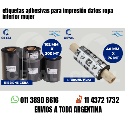 etiquetas adhesivas para impresión datos ropa interior mujer