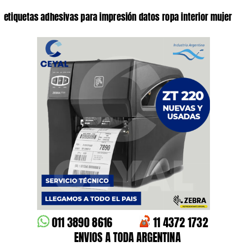 etiquetas adhesivas para impresión datos ropa interior mujer