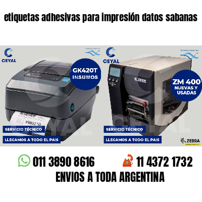 etiquetas adhesivas para impresión datos sabanas