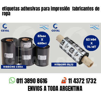 etiquetas adhesivas para impresión fabricantes de ropa