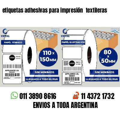 etiquetas adhesivas para impresión  textileras