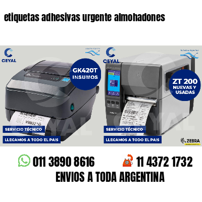 etiquetas adhesivas urgente almohadones