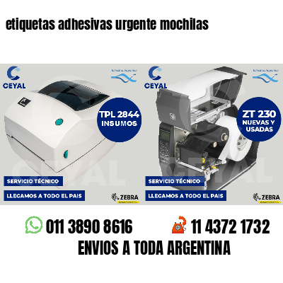 etiquetas adhesivas urgente mochilas