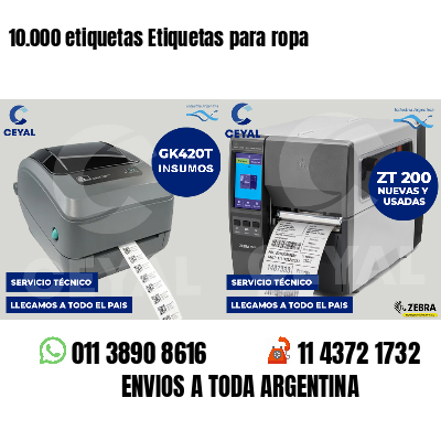 10.000 etiquetas Etiquetas para ropa