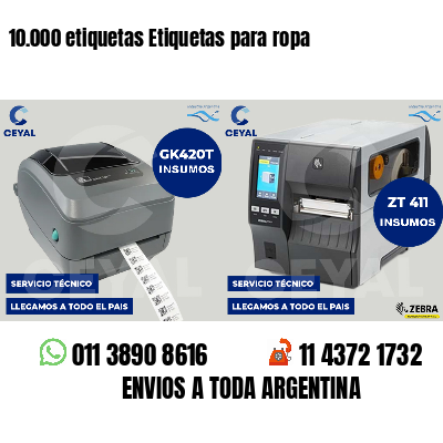 10.000 etiquetas Etiquetas para ropa