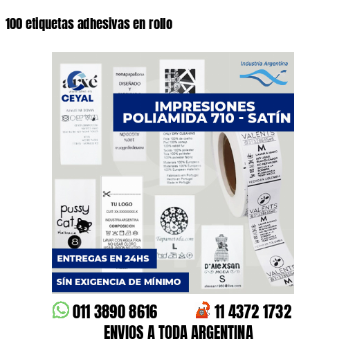 100 etiquetas adhesivas en rollo