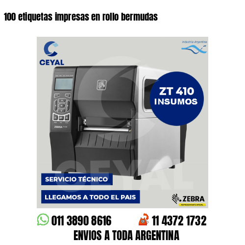 100 etiquetas impresas en rollo bermudas