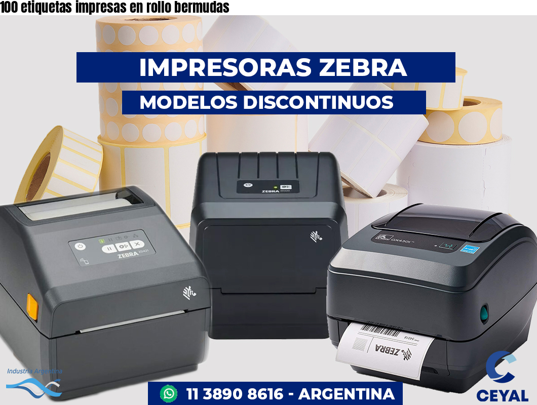 100 etiquetas impresas en rollo bermudas
