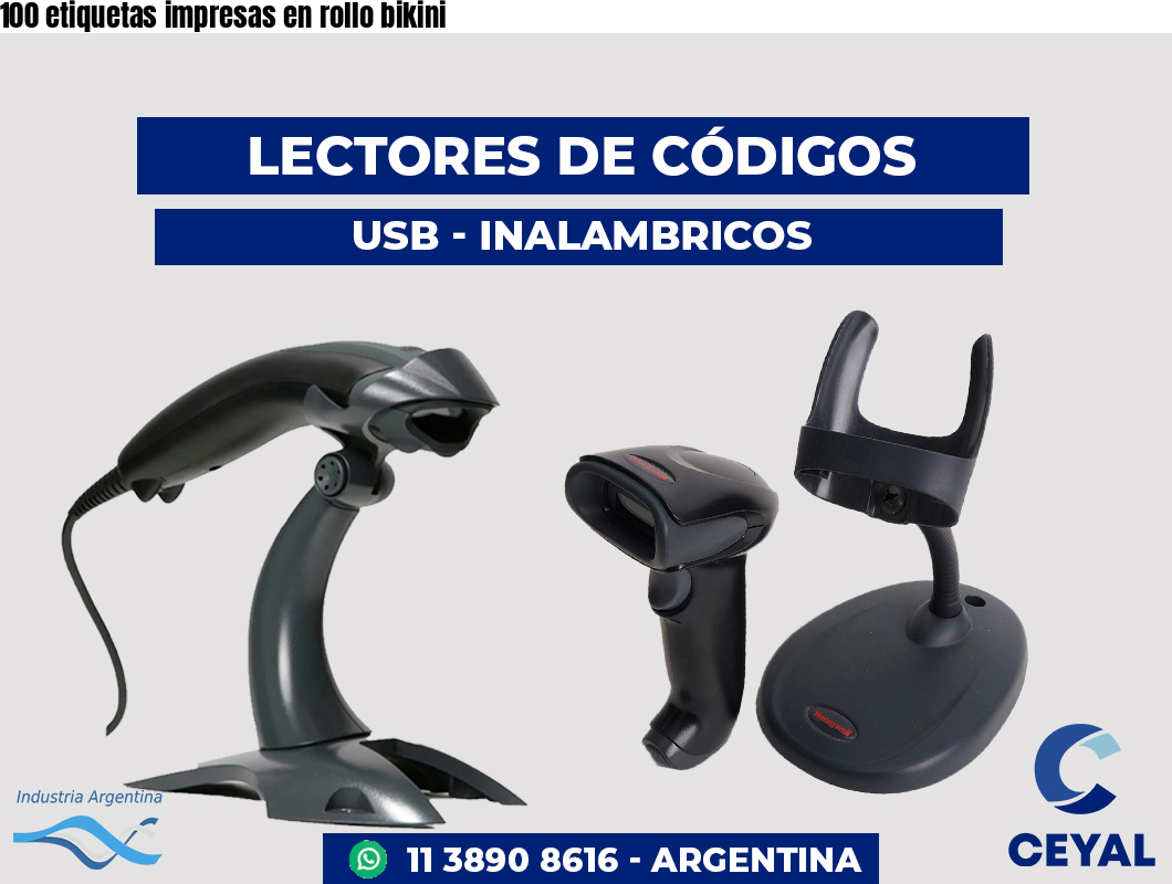 100 etiquetas impresas en rollo bikini