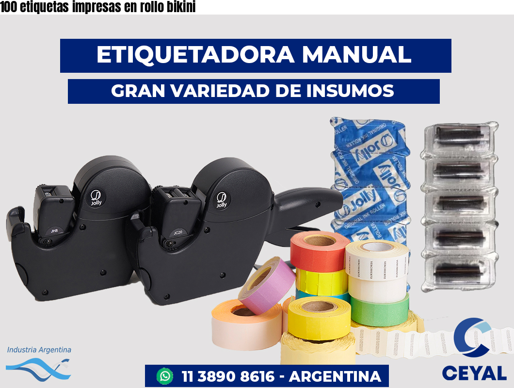 100 etiquetas impresas en rollo bikini