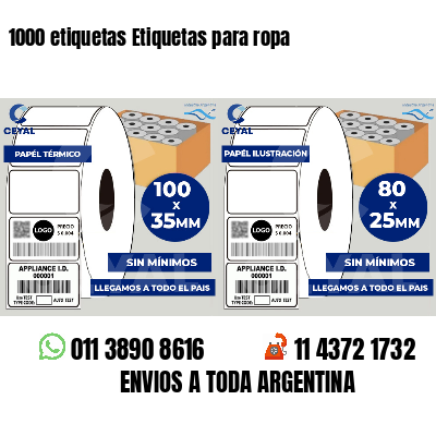 1000 etiquetas Etiquetas para ropa