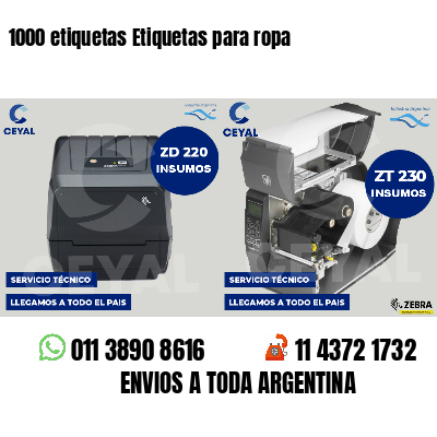 1000 etiquetas Etiquetas para ropa