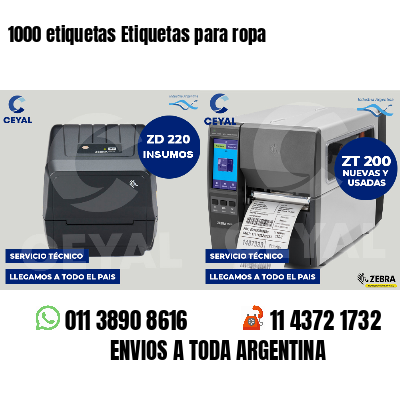 1000 etiquetas Etiquetas para ropa