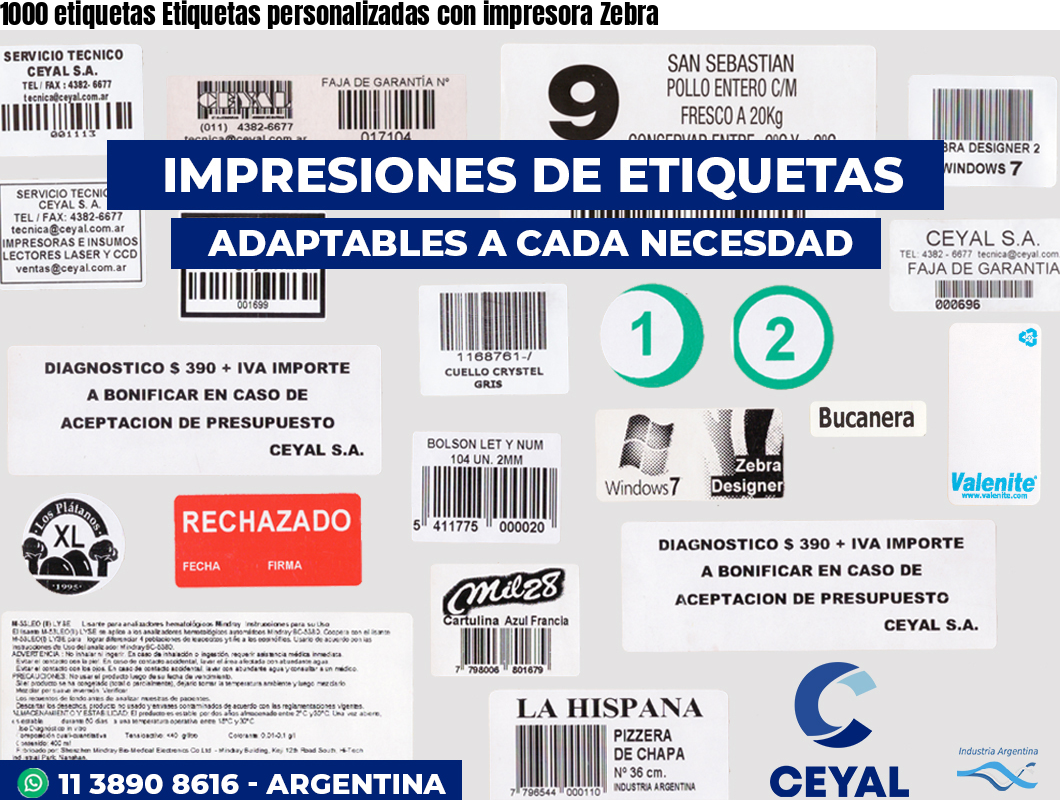 1000 etiquetas Etiquetas personalizadas con impresora Zebra