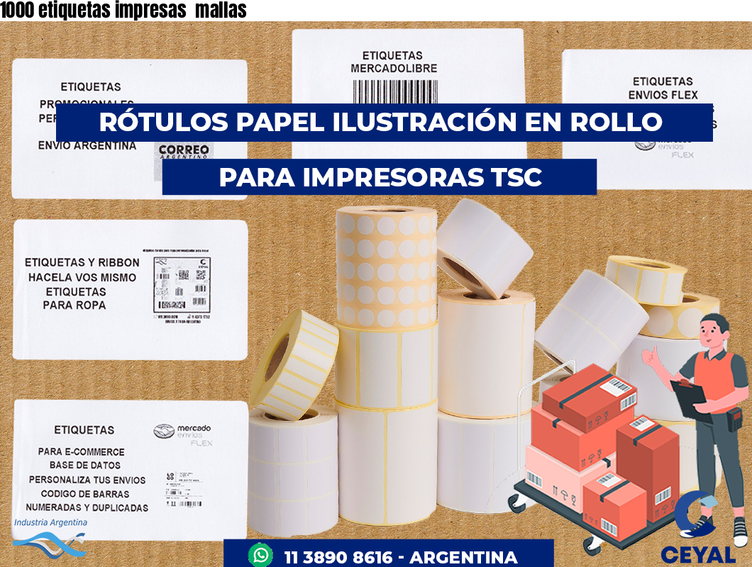 1000 etiquetas impresas  mallas