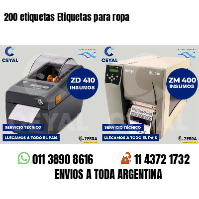 200 etiquetas Etiquetas para ropa