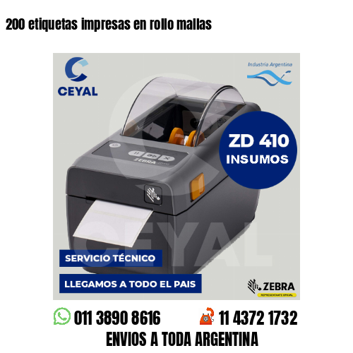 200 etiquetas impresas en rollo mallas