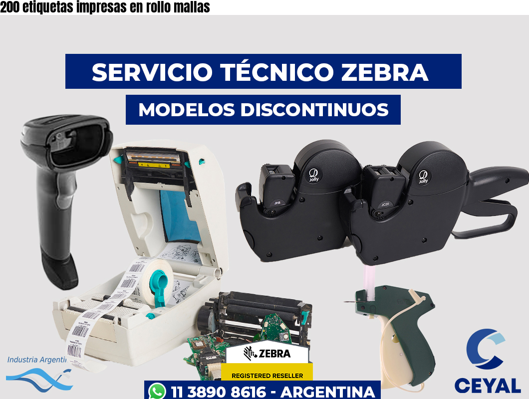 200 etiquetas impresas en rollo mallas