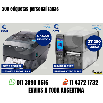 200 etiquetas personalizadas