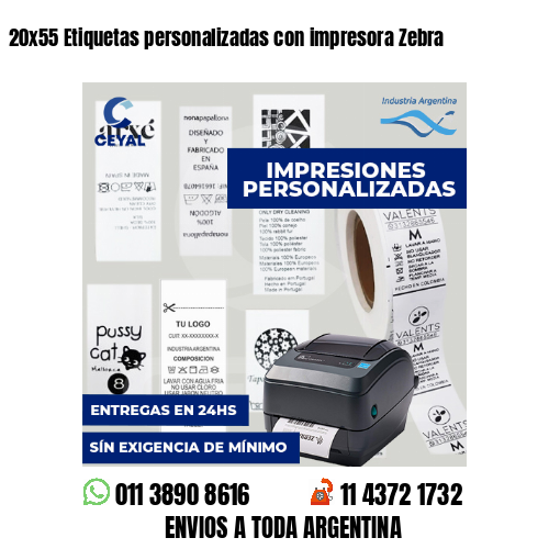 20x55 Etiquetas personalizadas con impresora Zebra