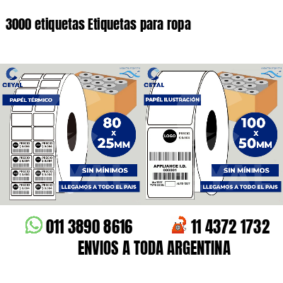 3000 etiquetas Etiquetas para ropa
