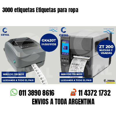 3000 etiquetas Etiquetas para ropa