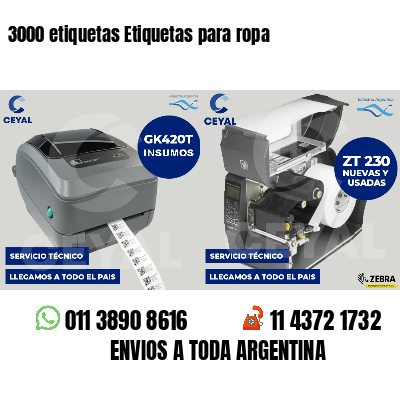 3000 etiquetas Etiquetas para ropa
