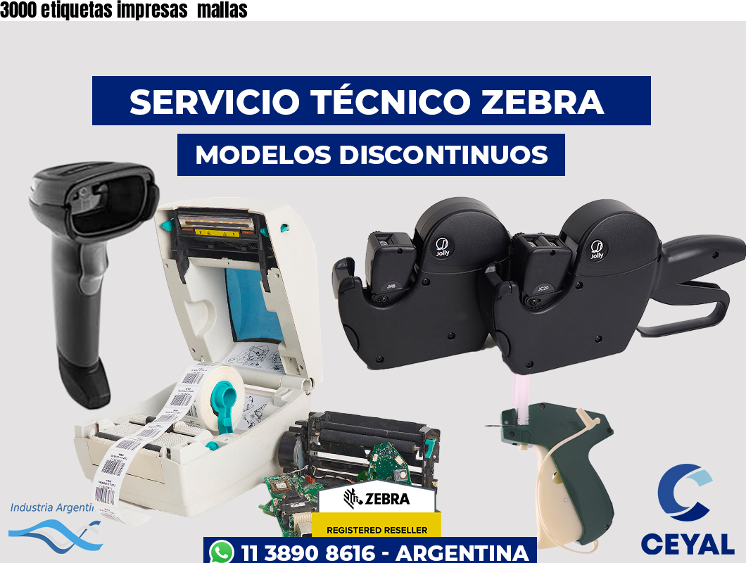 3000 etiquetas impresas  mallas