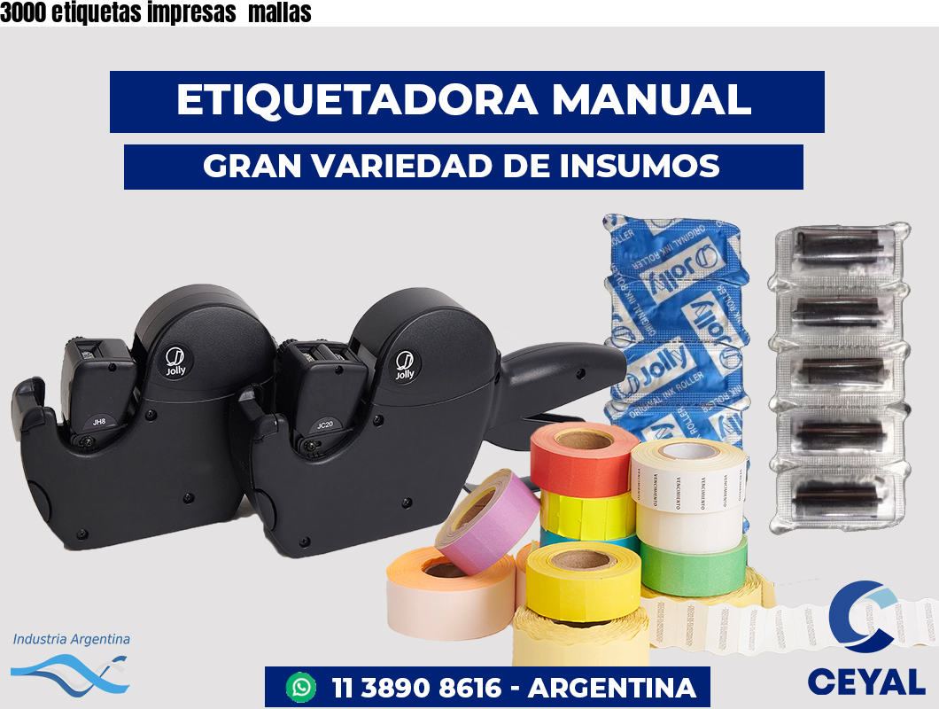 3000 etiquetas impresas  mallas