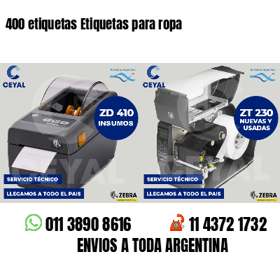 400 etiquetas Etiquetas para ropa