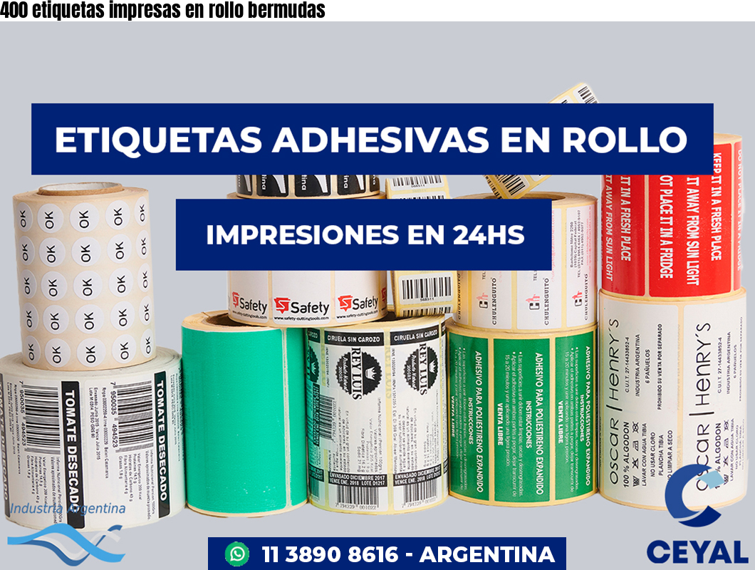 400 etiquetas impresas en rollo bermudas