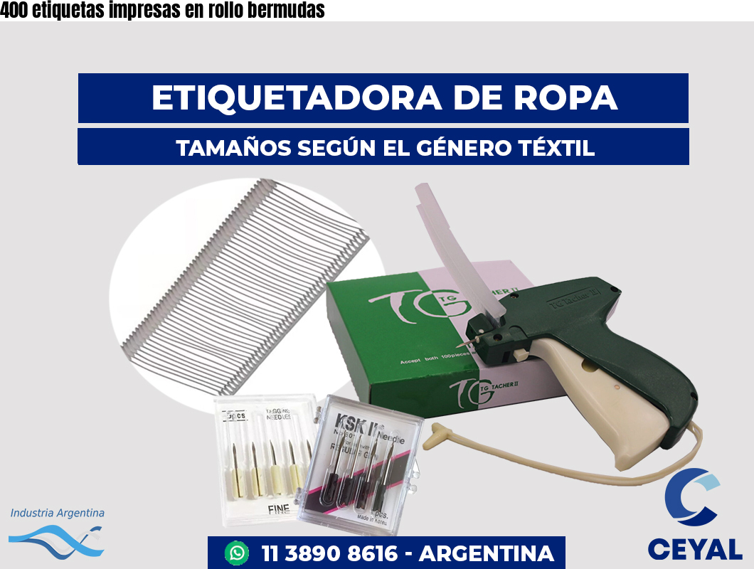 400 etiquetas impresas en rollo bermudas