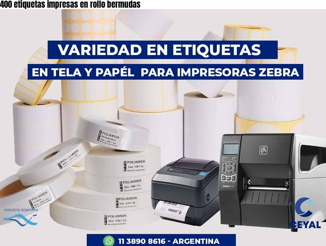 400 etiquetas impresas en rollo bermudas