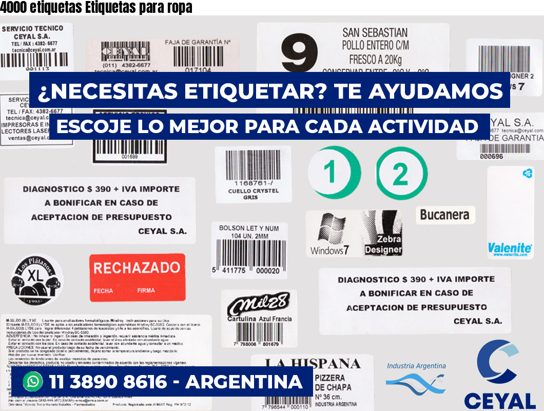 4000 etiquetas Etiquetas para ropa