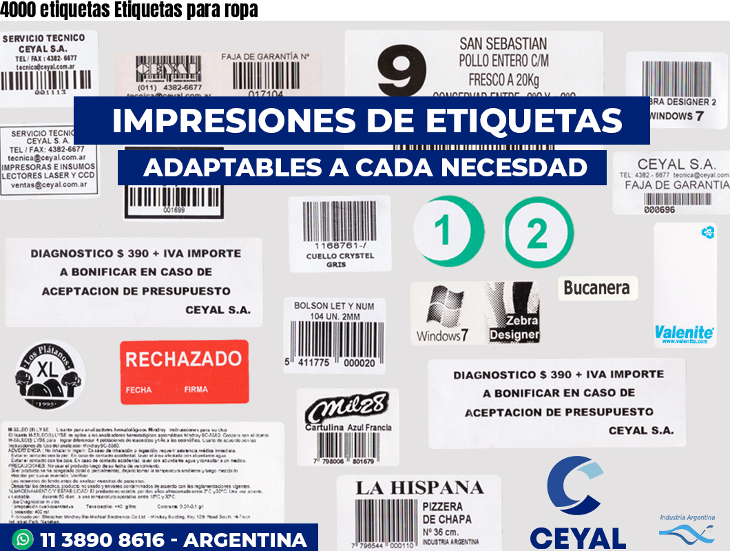 4000 etiquetas Etiquetas para ropa