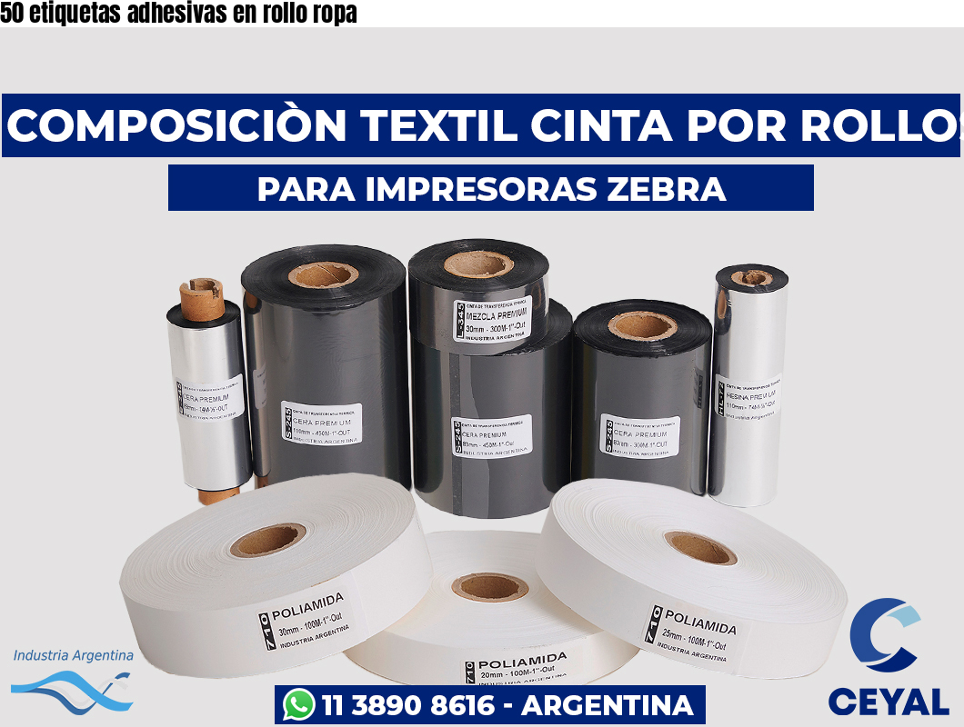 50 etiquetas adhesivas en rollo ropa
