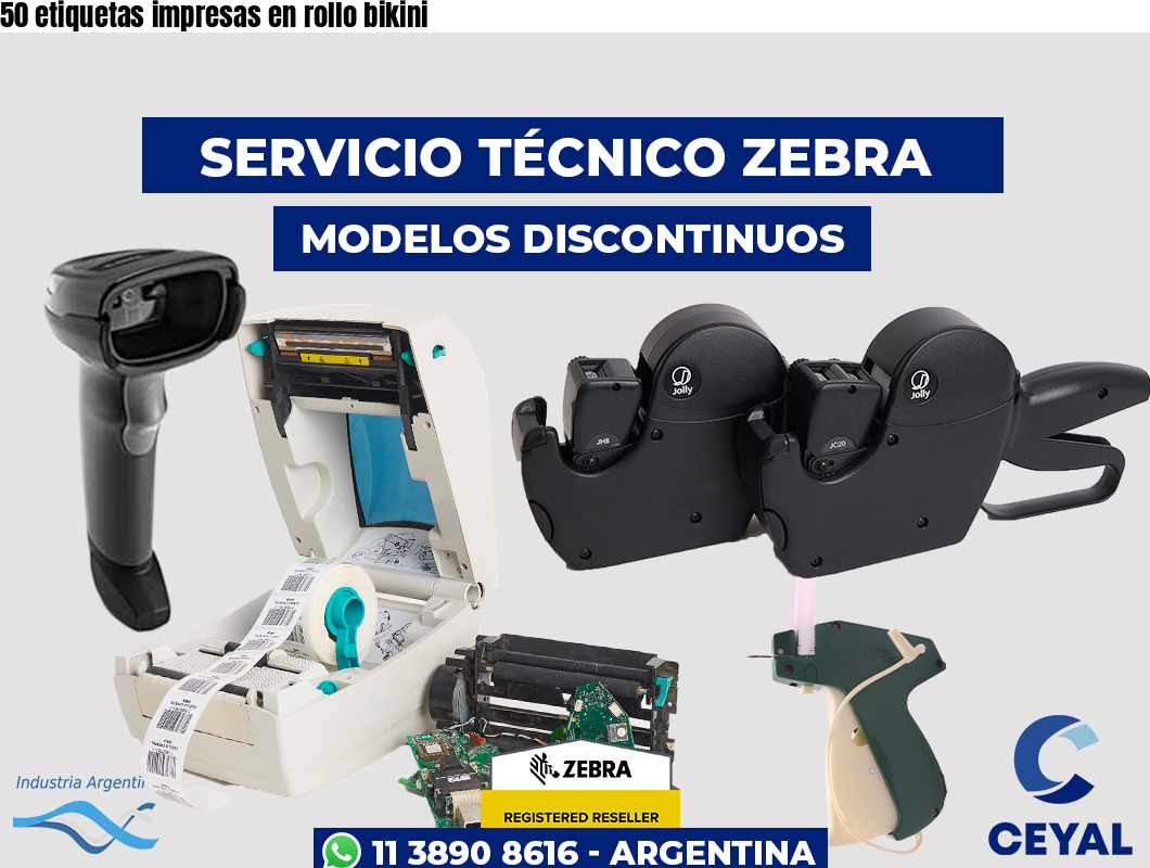50 etiquetas impresas en rollo bikini