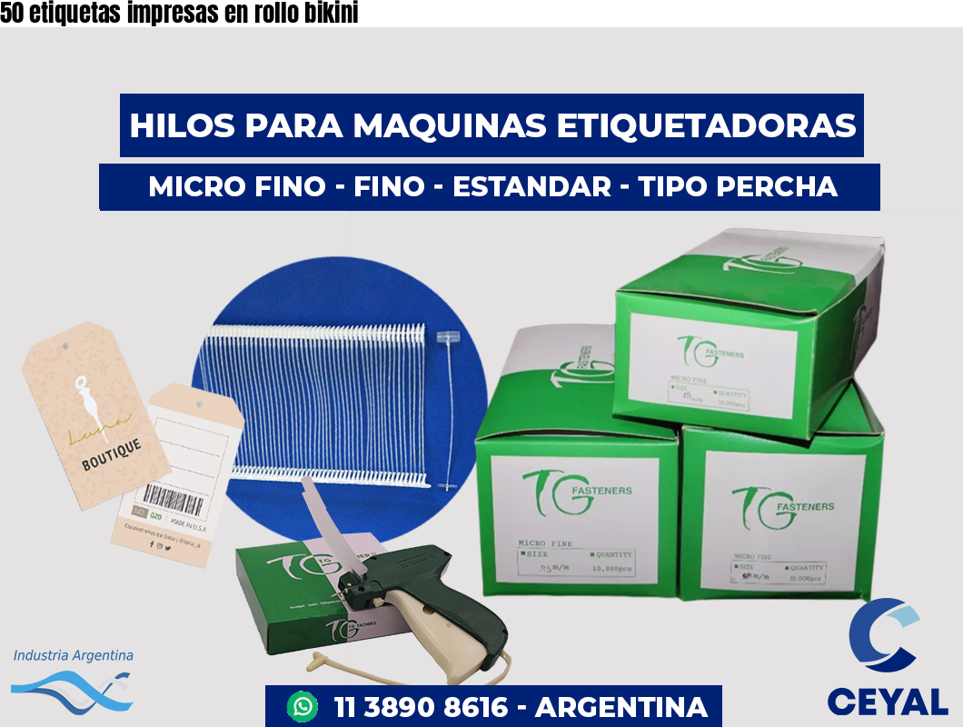 50 etiquetas impresas en rollo bikini