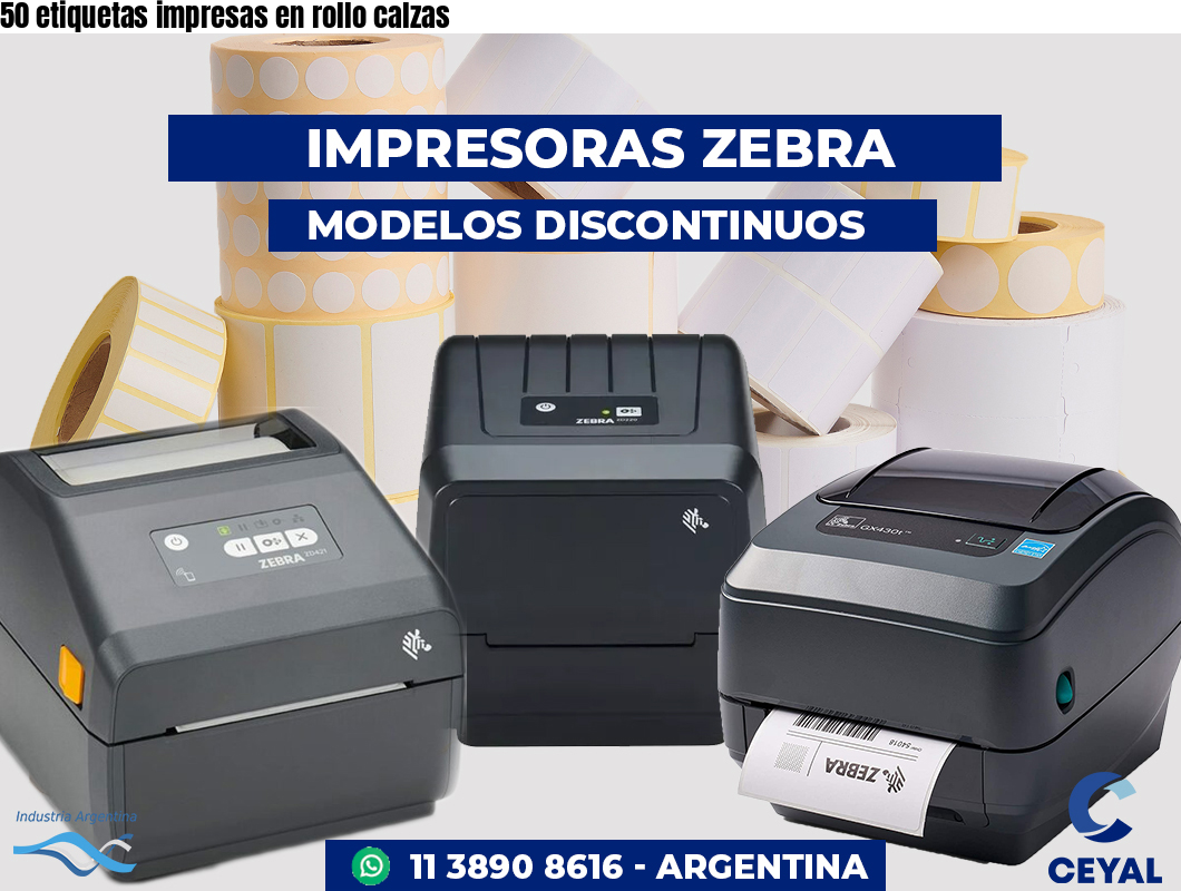 50 etiquetas impresas en rollo calzas