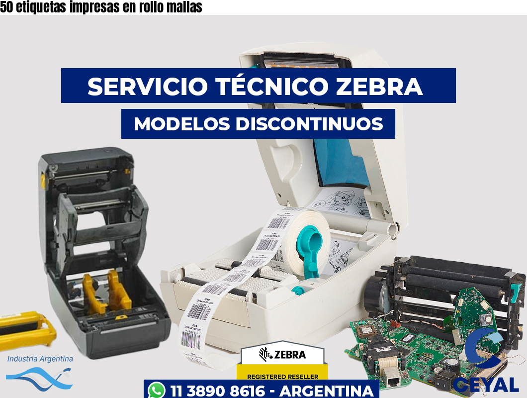 50 etiquetas impresas en rollo mallas